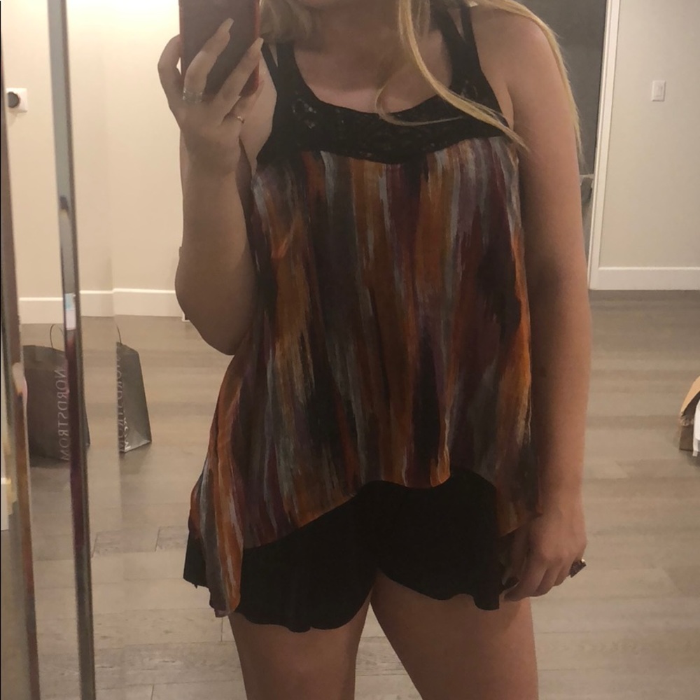 Chiffon and Lace Tank Top